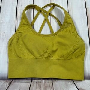 Velocity Chartreuse Sports Bra with Crisscross Back. Size Small.